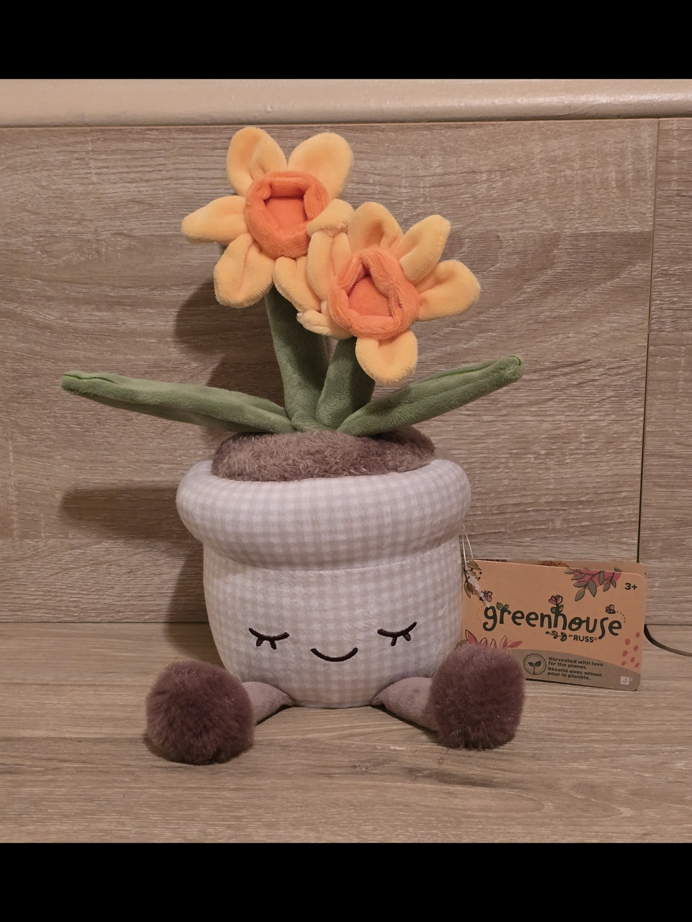 Greenhouse by Russ 12 inch Yellow Daffodil Flower Plush Potted Plant